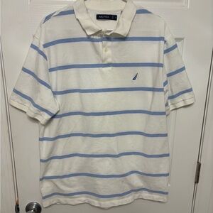 Nautica Men's Polo with Light Blue Stripes. XL